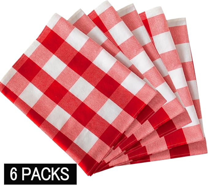 ShinyBeauty 6pcs Red & White Checked Table Runners 108 inches Long Classic - Image 4