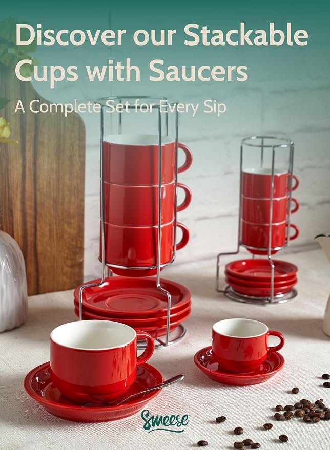 Sweese 2.5 Ounce Porcelain Stackable Espresso Cups - Image 8