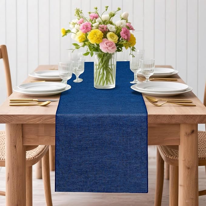 Navy Blue Table Runners 13x108 inches 4 Pieces Burlap 4th of July Runner | - Image 6