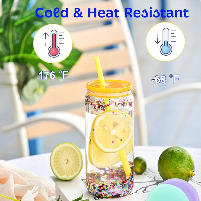 AGH 20OZ Plastic Snow Globe Tumbler, Reusable Mason Jar - Image 5