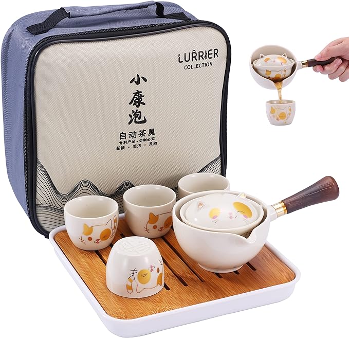 LURRIER Porcelain Chinese Gongfu Tea Set, Portable Teapot Set by LURRIERUS