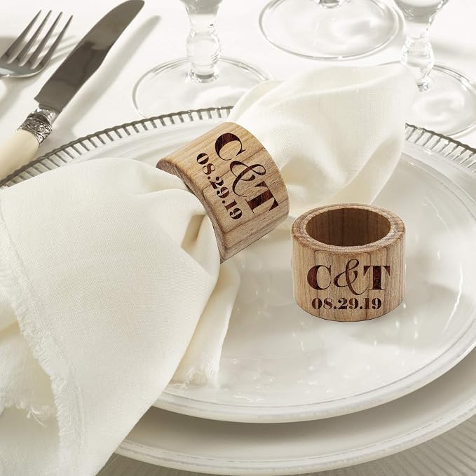The Wedding Party Store Custom Personalized Wood Napkin Rings - Image 3
