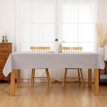 Hiasan 2 Pack Faux Linen Rectangle Tablecloth - Wrinkle and Stain Resistant Washable Table Cloth for Kitchen Dining Room Holiday Table Cover for Party Dinner, Stone, 70 x 108 Inch