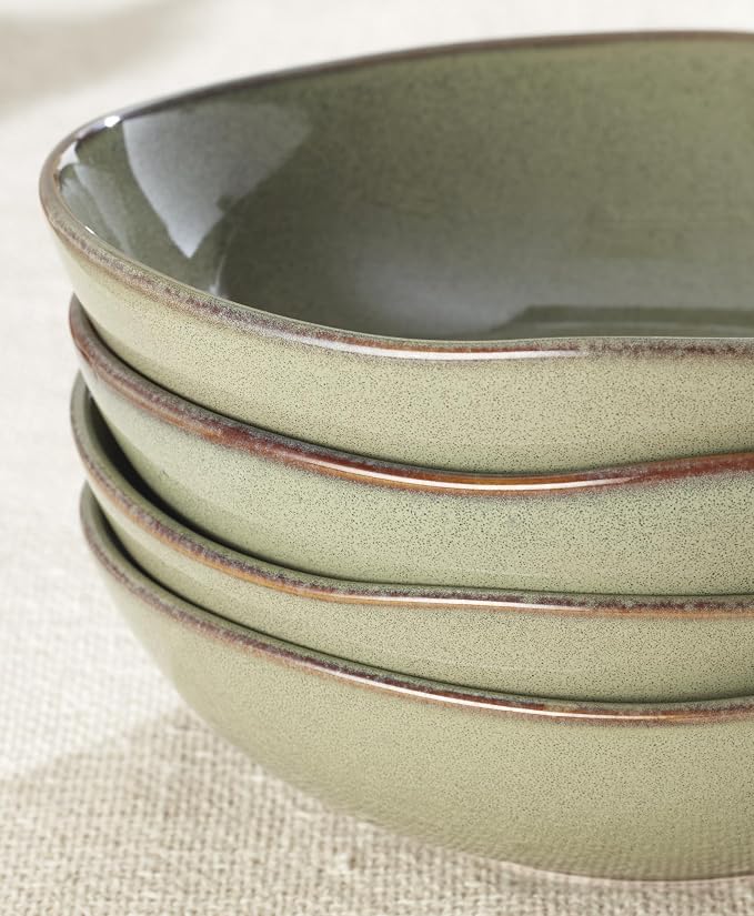Oneida Organic Shades Sage Green Stoneware Pasta Bowl Set - Image 3
