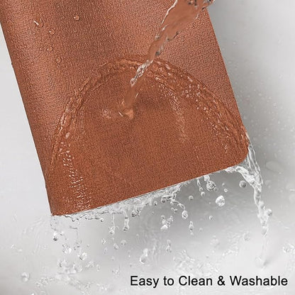 Myir JUN Reversible Vinyl Placemats Set of 8, Faux Leather Place Mats Dual Sided Waterproof Wipeable, Heat-Resistant Table Mats for Kitchen Dining Indoor Outdoor (12" x 17", Light Gray Reddish Brown)