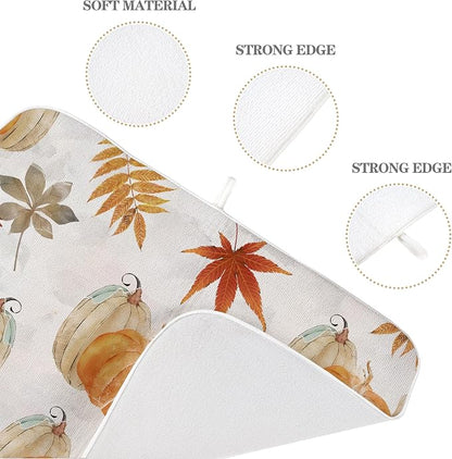Fall Pumpkin Dish Drying Mat for Kitchen Counter 18x24 Inch Pumpkin Maple Leaf - Image 7