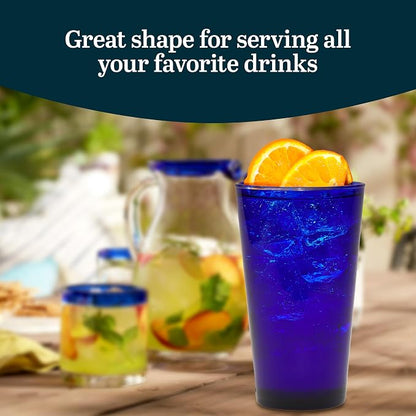 Libbey Cobalt Flare Drinking Glasses Set of 8, Classic Design Glass Cups - Image 4
