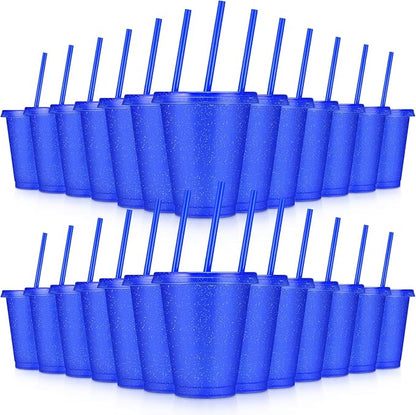 24 Pcs Plastic Tumblers with Lids and Straws, Reusable Cups with Lids Plastic by LEIFEOSH