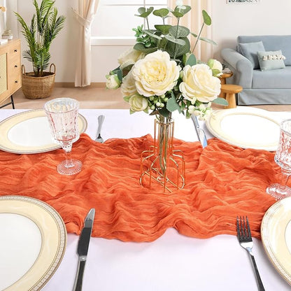 6 Pack 10Ft Orange Cheesecloth Table Runner 23 x 120 Inch | Gauze Rustic Boho - Image 4
