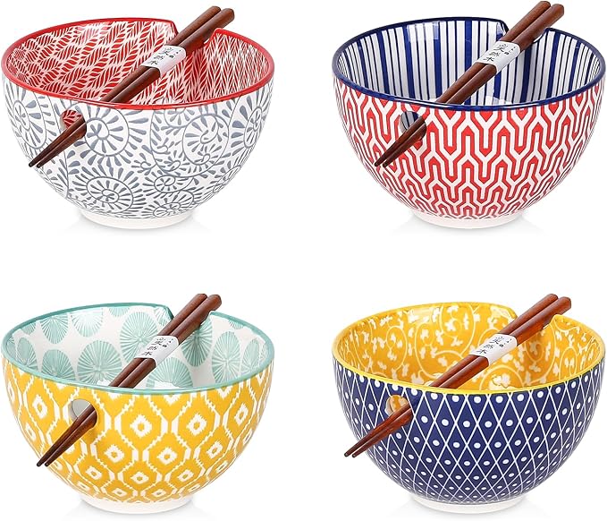 Selamica Ceramic Ramen Bowls Set, 15 OZ Noodle Bowls by Selamica
