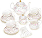 fanquare 21-Piece Gold Vine Floral Porcelain Tea Sets by fanquare