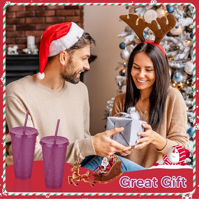 24 Pack Plastic Tumblers with Lids and Straws, Reusable Colorful Cups - Image 8