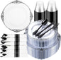 Hioasis 350pcs Clear and Black Plates - Black Party Plates for 50 Guest, Include 100 Heavy-duty Plates(20% Thicker Than Standard), 50 Pre Rolled Gold Plastic Silverware Set, 50 Cups