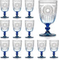 XUWAIDSGN 12Pcs Plastic Vintage Wine Glasses 13.5oz Reusable Embossed Goblet by XUWAIDSGN