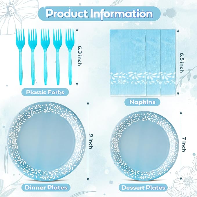 96Pcs Blue Platos De Barro Mexicanos Cielito Lindo Terracotta Clay Party Plates - Image 2