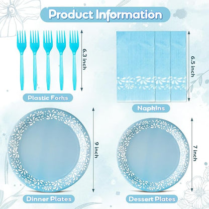 96Pcs Blue Platos De Barro Mexicanos Cielito Lindo Terracotta Clay Party Plates - Image 2