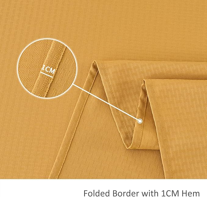 maxmill Tablecloth Weaved Texture Stain Resistant Waterproof, Wrinkle Resistant Washable Table Cloth, Fabric Table Cover for Dining Room, Indoor Outdoor Use, Rectangle 60 x 120 Inch, Ochre Yellow