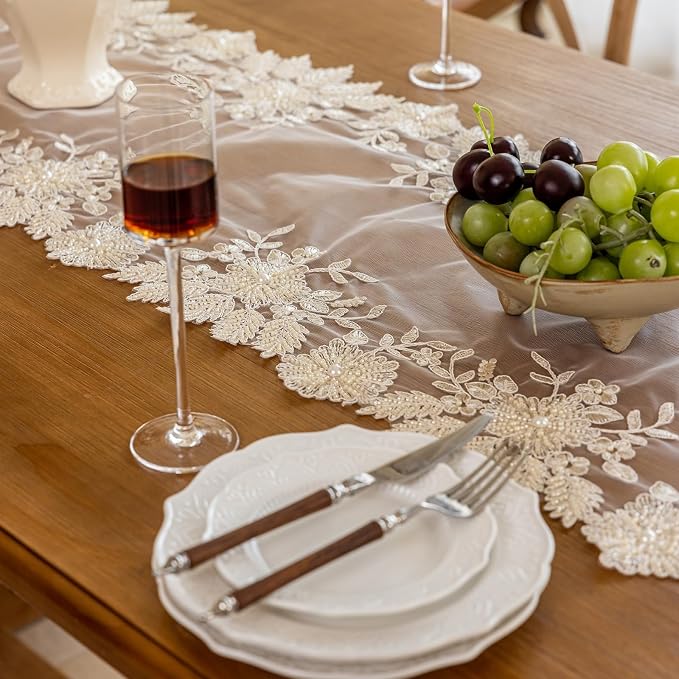 Embroidered Lace Table Runner - Image 6