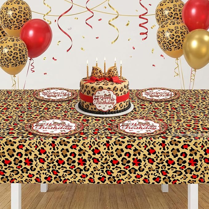 41Pcs Cheetah Print Birthday Decorations Cherry Leopard Print Supplies Includes - Image 6