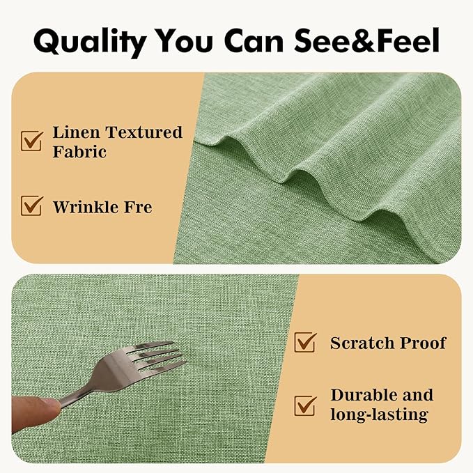 JIUZHEN Round Textured Table Cloth Linen Wrinkle Free Stain Resistant Farmhouse Decorative Circular Tablecloth for Kitchen, Dining, Party, Wedding, Outdoor Use (45 Inch Round,Sage Green)