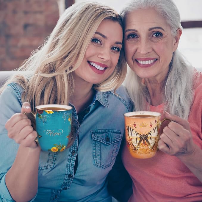 Christian Art Gifts Orange Butterfly Ceramic Coffee Mug - Image 5