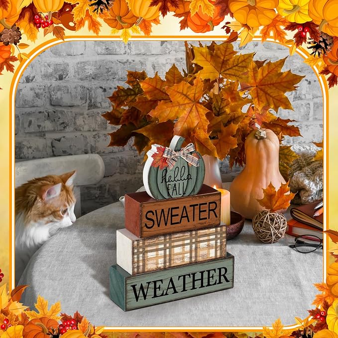 Moucuny 4 Pcs Thanksgiving Pumpkin Decor Fall Decorations - Image 6