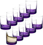 Whiskey Glasses by Libbey 10 oz. Set of 10, Bulk Pack - Heavy Base Old Fashioned Glass, Perfect for Scotch, Bourbon, Whiskey, Cocktail - Purple