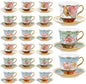 Teenyyou Set of 18 Tea Cups and Saucers Tea Party Decorations Floral Porcelain by Teenyyou