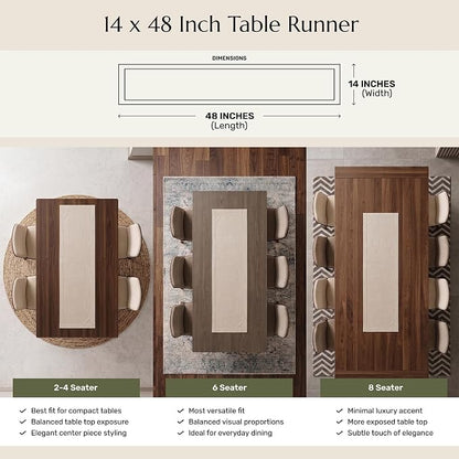 Solino Home 100% Linen Table Runner, 14 x 48 in, Burgundy and White Striped | - Image 3