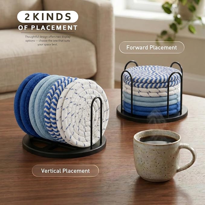 Lazebox Coasters Set of 8 for Drinks, 4 Inch Large Coasters for Coffee Table - Image 6