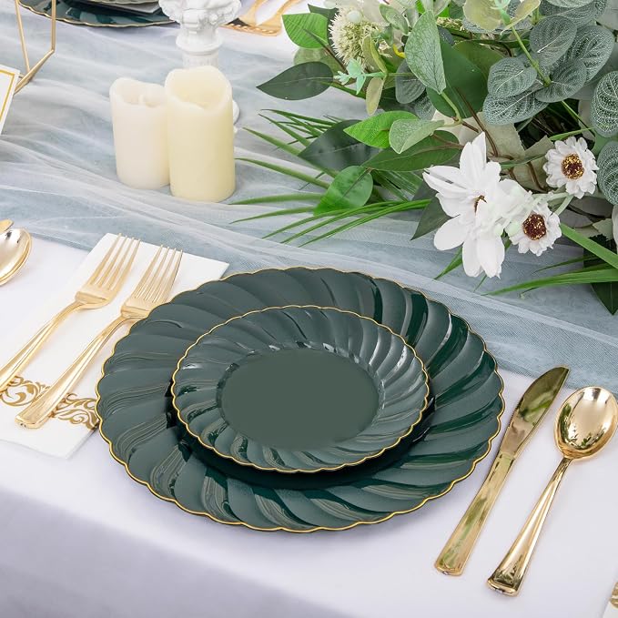 YOUBET 150PCS Emerald Green Plastic Plates - Image 9