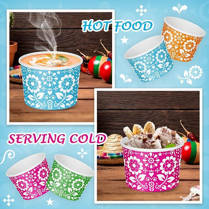 CHENGU 60 Pcs Mexican Flowers Snack Cups 9 oz Disposable Mexican Flowers Ice - Image 5