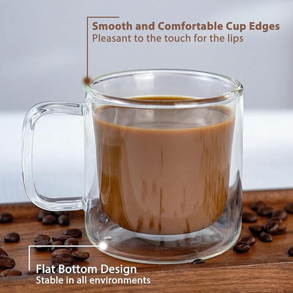 Aquach 8oz Double Walled Glass Coffee Mugs 2pcs, Insulated Espresso Cups | - Image 5
