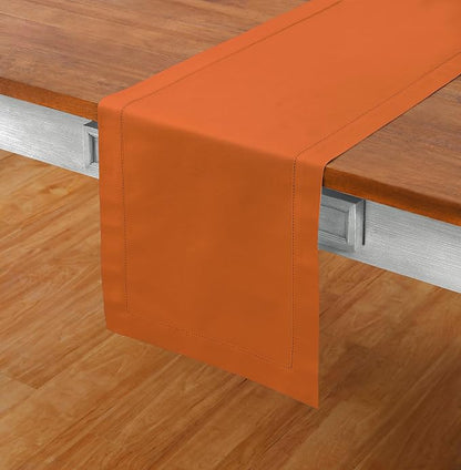 Solino Home Cotton Linen Dining Table Runner Pumpkin Hemstitch, 14 x 60 in | - Image 2