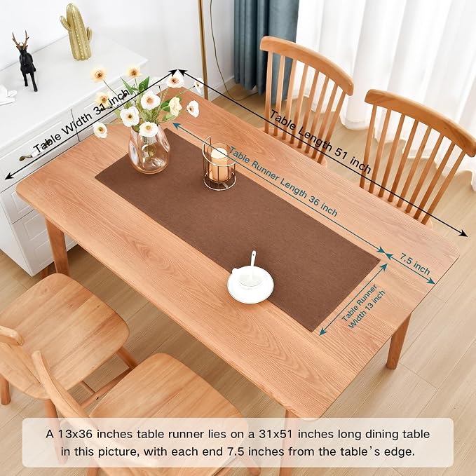 Faux Linen Small Table Runner Water Resistant 13 x 36 in, Coffee Table Runner - Image 2
