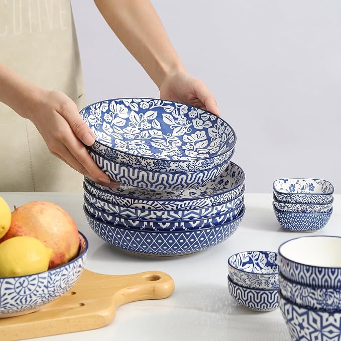 Selamica Ceramic Pasta Bowls Set 34 OZ, Large Salad Bowls 8.6 Inch Dinner Bowls - Image 4