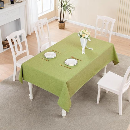 BALCONY & FALCON Rectangle Tablecloth Washable Wrinkle Resistant and Water Proof Table Cloth Decorative Linen Fabric Tablecloths for Dining Parties Kitchen Wedding and Outdoor (Avocado Green, 55x95)
