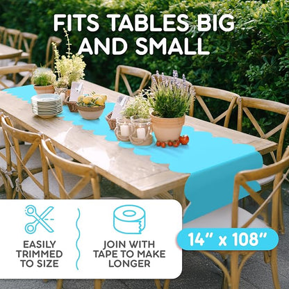 Turquoise Scallop Table Runner, Disposable Plastic, 5 Pack - Image 5