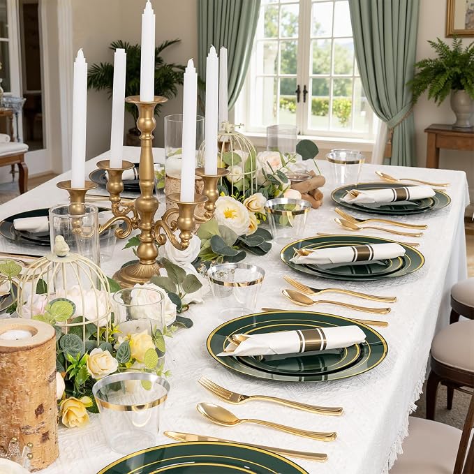 350PCS Green and Gold Plates - Image 5