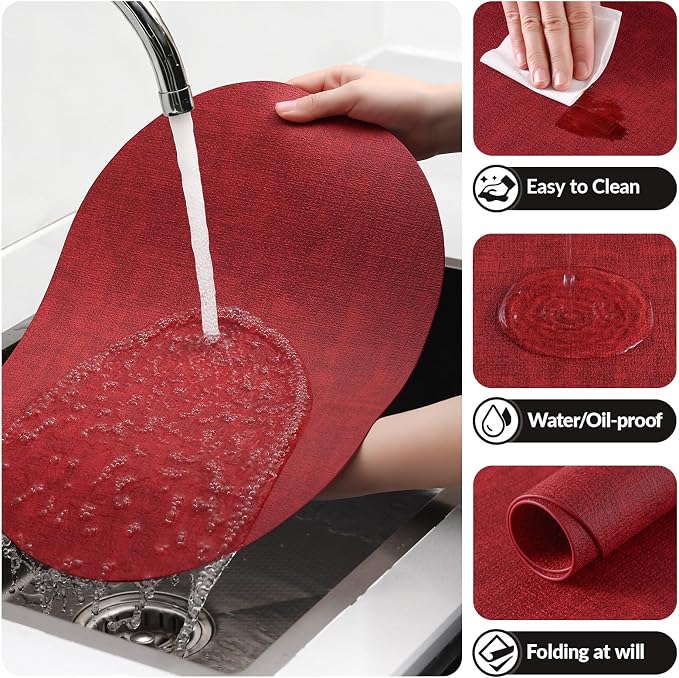 Placemats Set of 4, 11.8 x 17 Inch, Waterproof Wipeable Reversible PU Placemat - Image 5