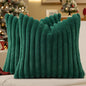 decorUhome Cozy Faux Fur Spring Throw Pillow Covers 18x18 Set of 2 Decorative Soft Plush Striped Modern Farmhouse Boho Couch Pillow Cases with Velvet Back for Sofa Bed Living Room, Christmas Green