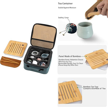 Ceramic Kungfu Tea Sets 12 Piece, Mini Protable Travel Tea Set - Image 4