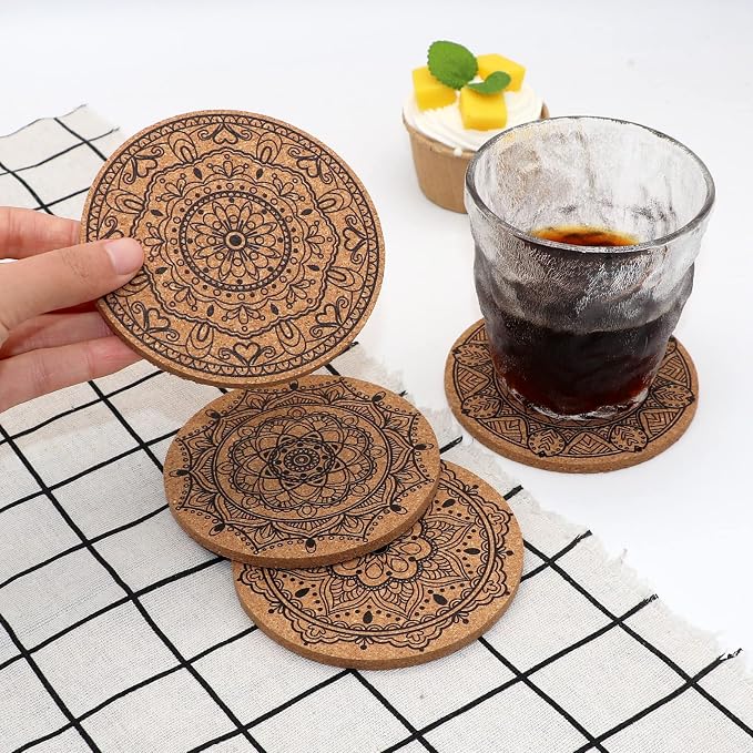 Cork Coasters for Drinks Absorbent Non Slip 12pcs 4 Inch India | Coaster for - Image 5