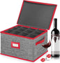 VERONLY Wine Glass Storage Box with Dividers, Stemware Storage Case Hard Shell Stackable for Up to 12 Glasses, Crystal Glassware Containers for Holidays (Grey and Red)