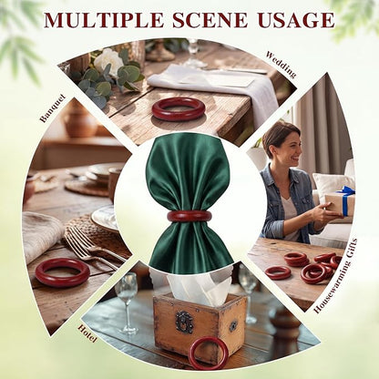Thenshop 50 Pcs Decorative Wooden Napkin Rings Bulk Exquisite Round Dining - Image 4