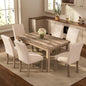 Morden Fort Rustic Dining Table Set for 6, Farmhouse Kitchen Dining Chairs for 6, Charming 60" Rectangular Wooden Table&6 Upholstered Chair with Nailhead Accents for Dining Hub,Breakfast Nook