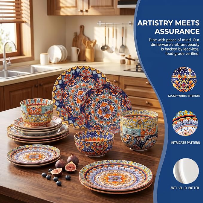 12-Piece Bohemian Porcelain Dinnerware Set - Image 6