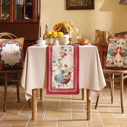 patdrea Designer Farmhouse Linen Table Runner, Rustic Cottage Mauve - Image 2