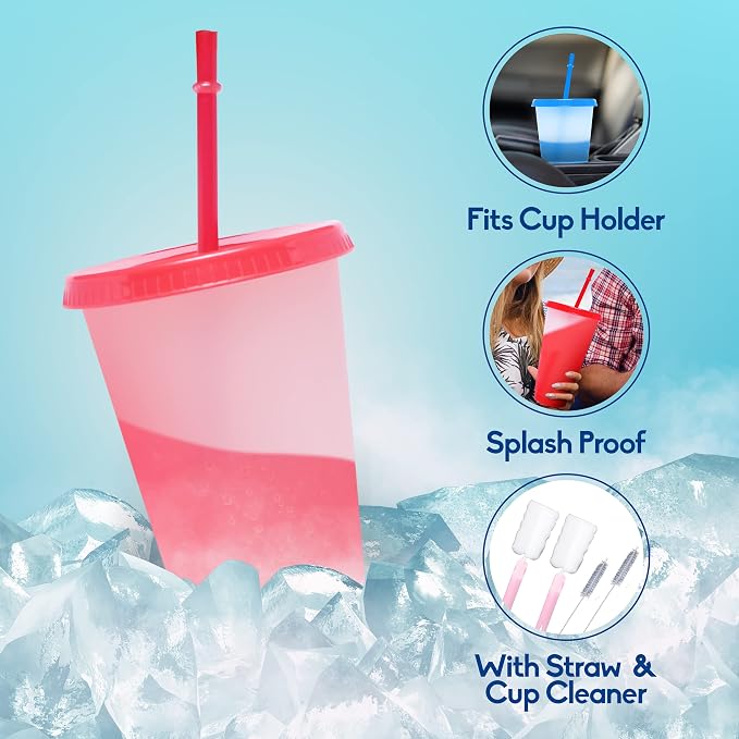 Color Changing Cups with Lids and Straws 12pcs, 24Oz - Image 4