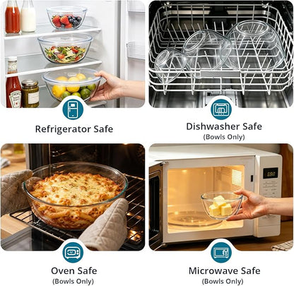 E-far Glass Mixing Bowls with Airtight Lids Set - Image 7